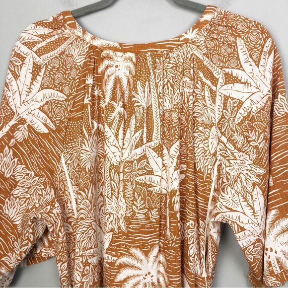 DESMOND & DEMPSEY x H&M | Landscape Caftan Midi Dress Belted Women’s Size Large - Picture 12 of 15